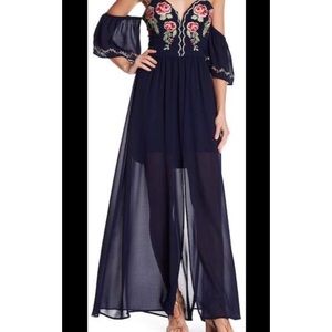 SoieBlu Floral Midnight Blue Gown